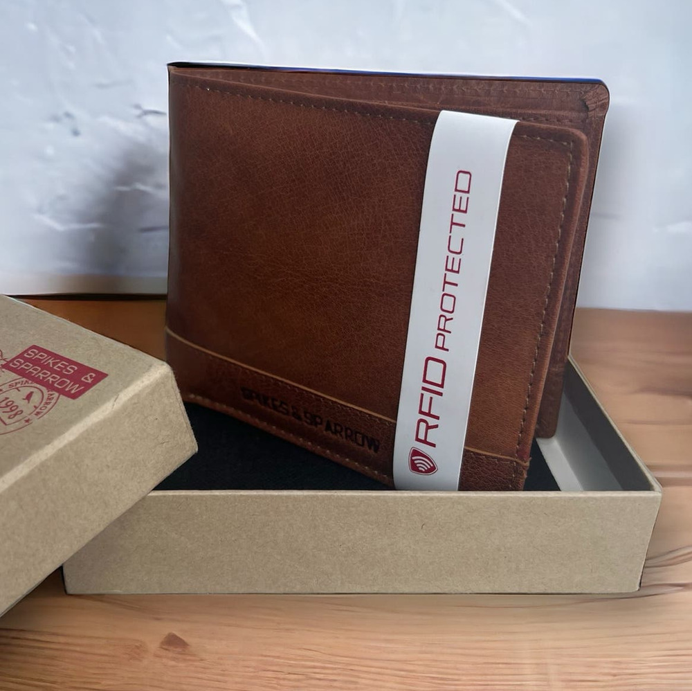Spikes and Sparrow Convertible Wallet Alexander RFID Brown Leather 2 Part Combo